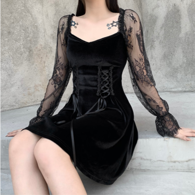 MX318 Gothic velvet Party Dress