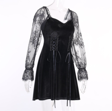MX318 Gothic velvet Party Dress