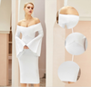 MX321 Off Shoulder Long Flare Sleeve Party Dress