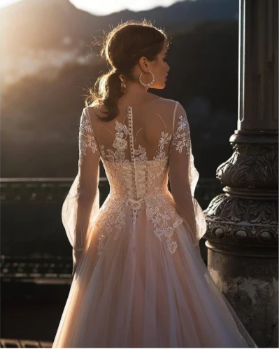 CW262 A-line long sleeves Wedding Dress