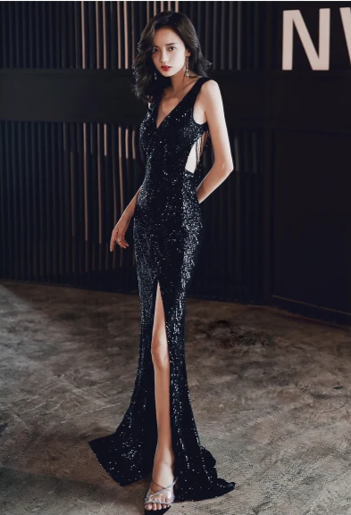 BH191 Sexy back sequin Fishtail dresses