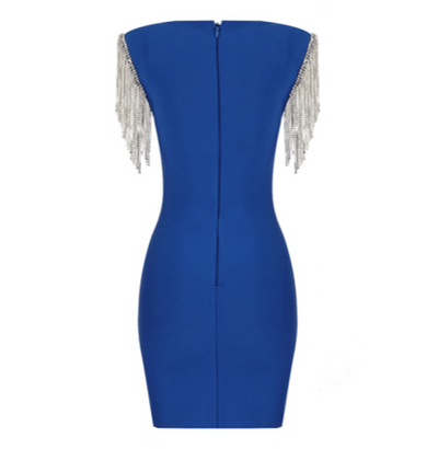 MX323 Fringe Diamond Square Neck Cocktail dresses (4 Colors )