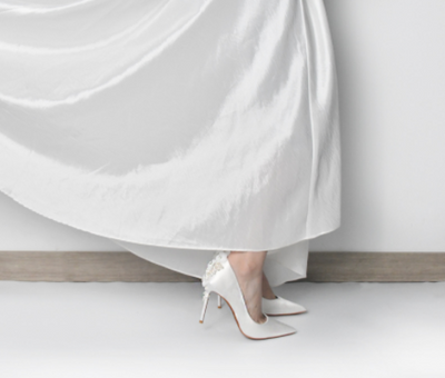 BS195 White Flower pearls Bridal Shoes