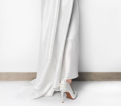 BS195 White Flower pearls Bridal Shoes