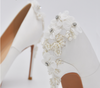 BS195 White Flower pearls Bridal Shoes