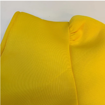 MX217 Plus size yellow one shoulder Party dress