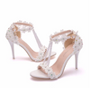 BS67 Lace pearls Wedding heels