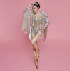 TP27 : 3Pcs Kpop Singer outfit set(Tops+short+coat)