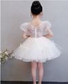 FG135 Elegant puff sleeve Flower Girl Dress