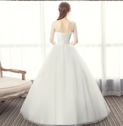 CW188 Cheap 3/4 sleeve Backless  Wedding Dress