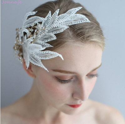 BJ208 Lace Leaf shape Bridal Headbands