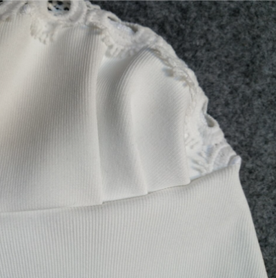 TP63 : 2Pcs Flare sleeve Tops+ Pants ( Black/White)