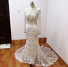 HW131 High-quality Embroidery Beaded Deep V-Neck Wedding gown