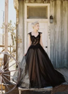 CG116 Vintage Gothic Black Wedding Dresses