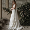 CW270 Plus size A Line V Neck Sleeveless Boho Bridal Gown