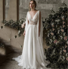 CW270 Plus size A Line V Neck Sleeveless Boho Bridal Gown