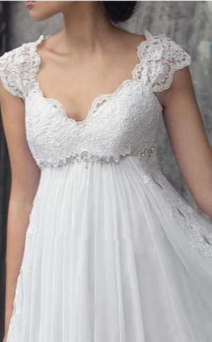 CW271 Simple lace chiffon high waist Boho Wedding dress