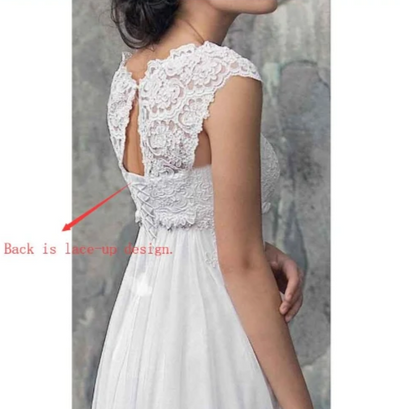 CW271 Simple lace chiffon high waist Boho Wedding dress