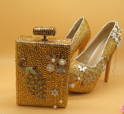 BS94 Gold Bridal Heel+Clutch bag