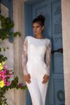 PD20 Long Sleeve Jumpsuits Wedding dress with detachable train