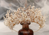 BJ150 Handmade Pearl Rhinestone Wedding Crown+Earrings