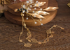 BJ154  Gold Leaves tassel Bridal Headpiece