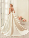 CW278 Simple satin Wedding dresses with chapel train