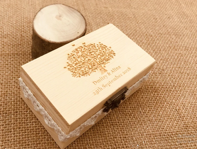 DIY164 Personalized Rustic Wedding Ring Bearer Box