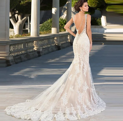CW198 Sexy Backless Mermaid Wedding Gowns