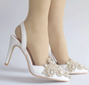 BS13 Elegant White peals Bridal Heels