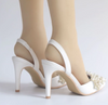 BS13 Elegant White peals Bridal Heels