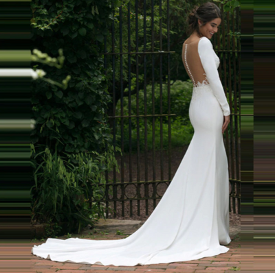 CW284 Minimalist See Through Illusion Back Bridal Gown