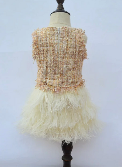 FG150 Handmade feather Puffy Girl dress