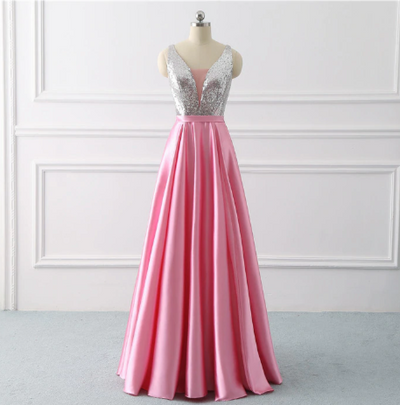 PP83 Sequins V Neck  Evening Gowns(9 Colors)