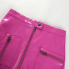 CK23 High Waist Latex Leather Mini Skirts(Pink/White/Black)