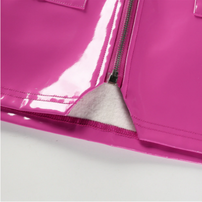 CK23 High Waist Latex Leather Mini Skirts(Pink/White/Black)