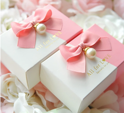 DIY169 : 30pcs Pearl ribbon bowknot Wedding Candy boxes