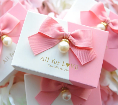 DIY169 : 30pcs Pearl ribbon bowknot Wedding Candy boxes