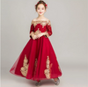 FG159 Red Wine Shoulderless Embroidery Lace Girl Dresses(3 Styles)