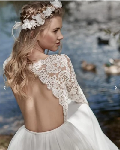 CW123 Plus size Vintage Long Sleeves Boho Wedding Dress