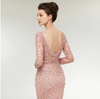 LG144 Luxury Long Sleeves Pearls Beaded Evening Gown (Pink/Silver)