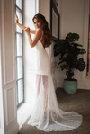 CW292 Sexy Bohemian wedding dress with removable skirt
