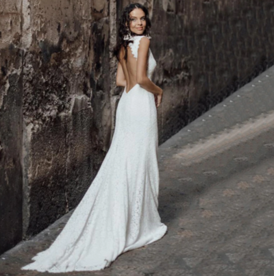 CW293 Classy lace Backless Wedding Gowns