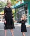 MM04 Half sleeve Lace Mother & Daughter Dresses (White/Black)