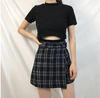CK30 Kpop High Waist Plaid A-Line Skirt