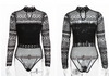 JR12 Black Lace Hollow Out Bodysuit