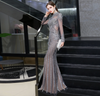 LG183 : 2 Styles Long Sleeves full diamond beaded Evening Dresses(5 Colors)