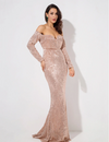 PP103 Long Sleeve Elastic Sequin Prom Dresses(4 Colors)