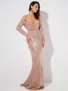 PP103 Long Sleeve Elastic Sequin Prom Dresses(4 Colors)