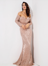 PP103 Long Sleeve Elastic Sequin Prom Dresses(4 Colors)